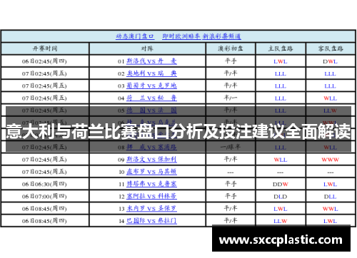 意大利与荷兰比赛盘口分析及投注建议全面解读